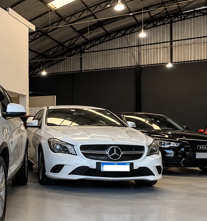 Mercedes, Audi e BMW lado a lado no galpão da Evos Automotive